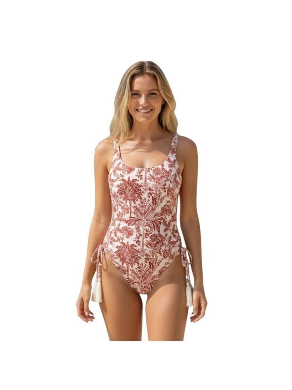 Phax NWT Garden Lace Up One Piece Bathing Suit in Warm Sz L